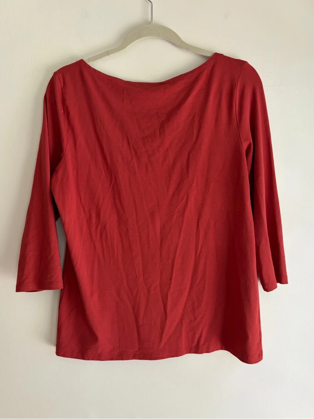 Ann Taylor Terracotta Orange Bateau Neck 3/4 Sleeve Knit Shirt Size M